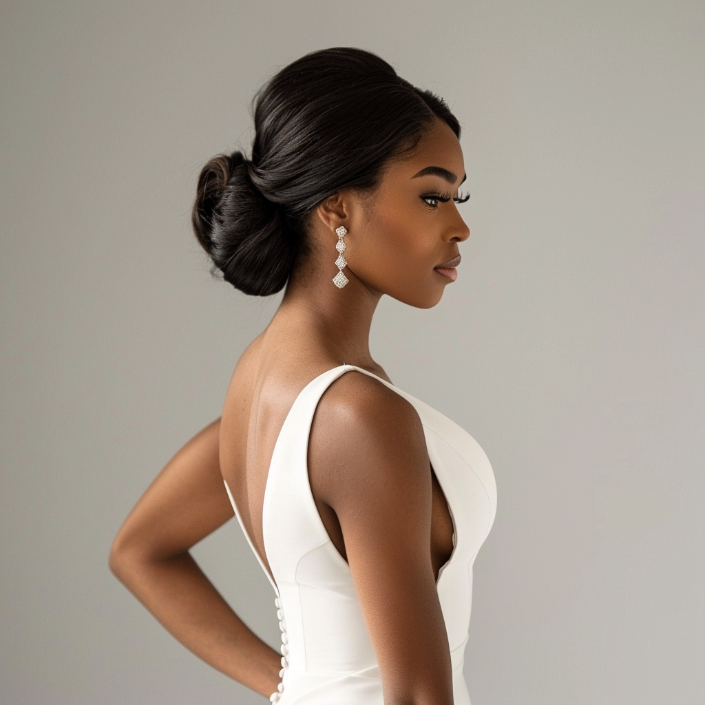 Elevate Your Look with Chic Hairstyling Ideas : Smooth Modern Updo